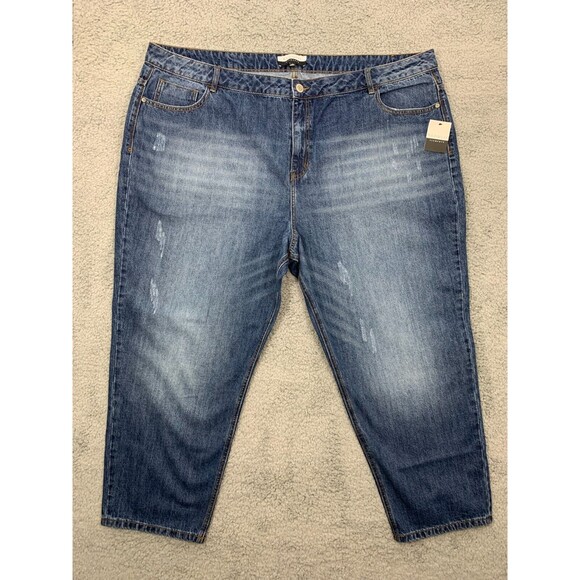 NWT Women's ELOQUII Elements 22 Blue Jean Distressed Denim Jeans - Picture 1 of 13